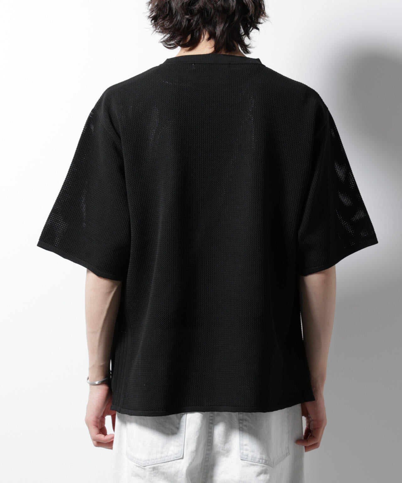 スポンディッシュ メッシュ クルーネックニットTEE