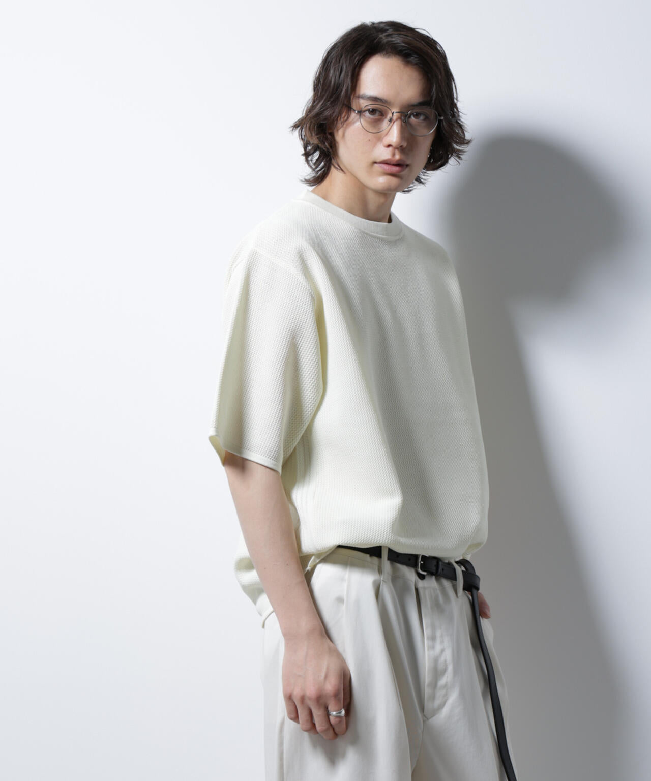 スポンディッシュ メッシュ クルーネックニットTEE