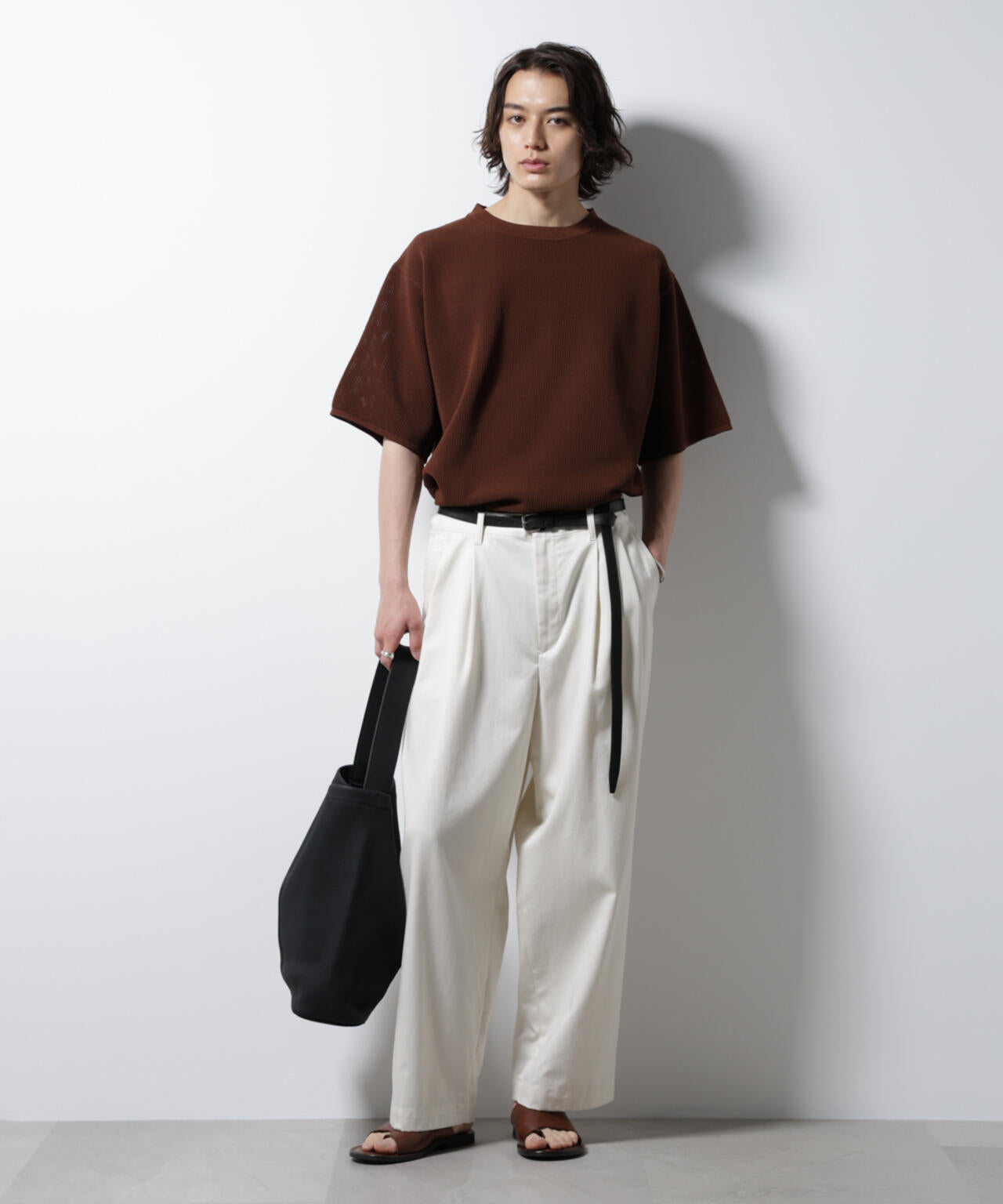 スポンディッシュ メッシュ クルーネックニットTEE
