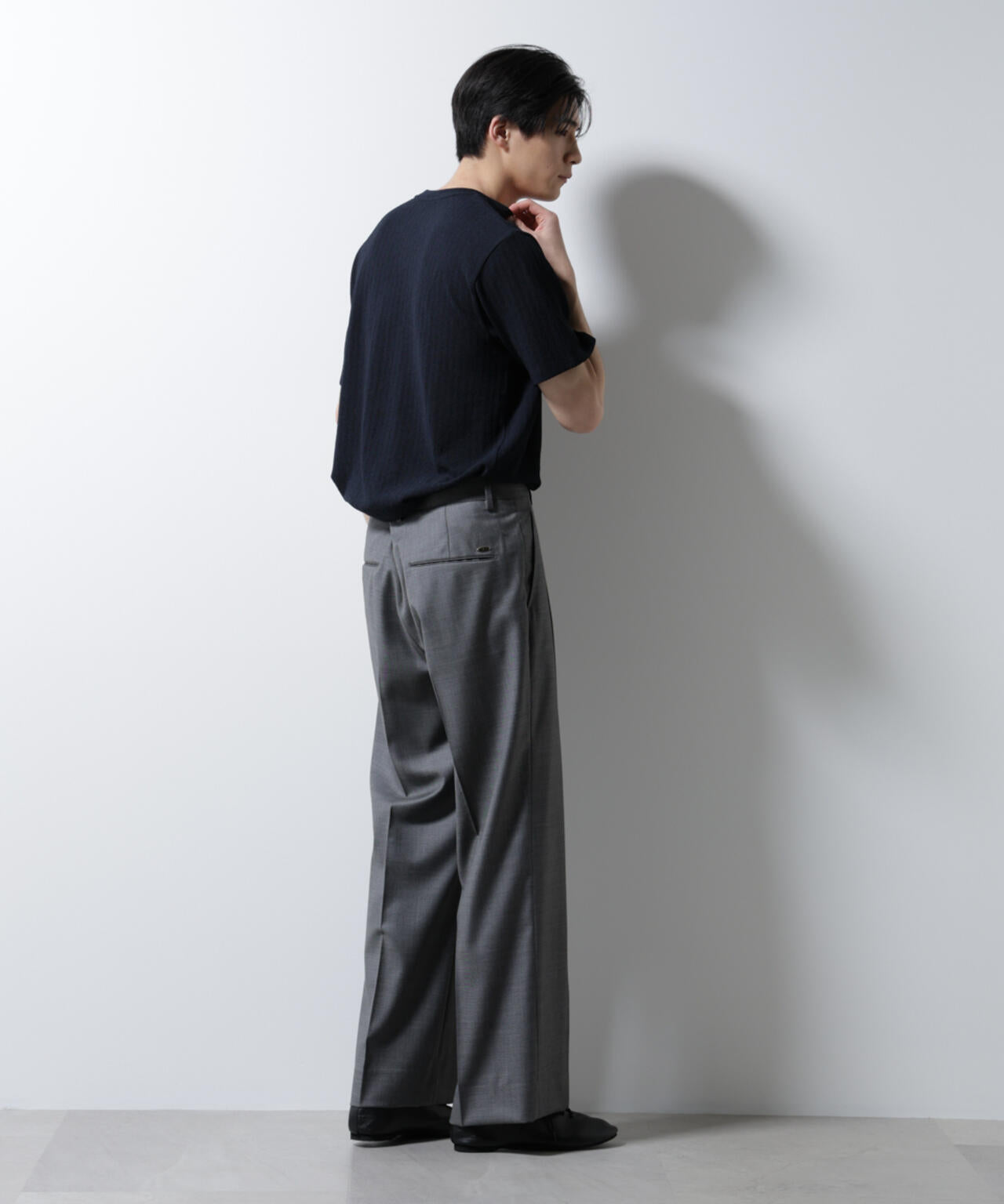 ｢Damerino｣ヘリンボンクルーネックTシャツ/防シワ・吸水速乾・UVカット