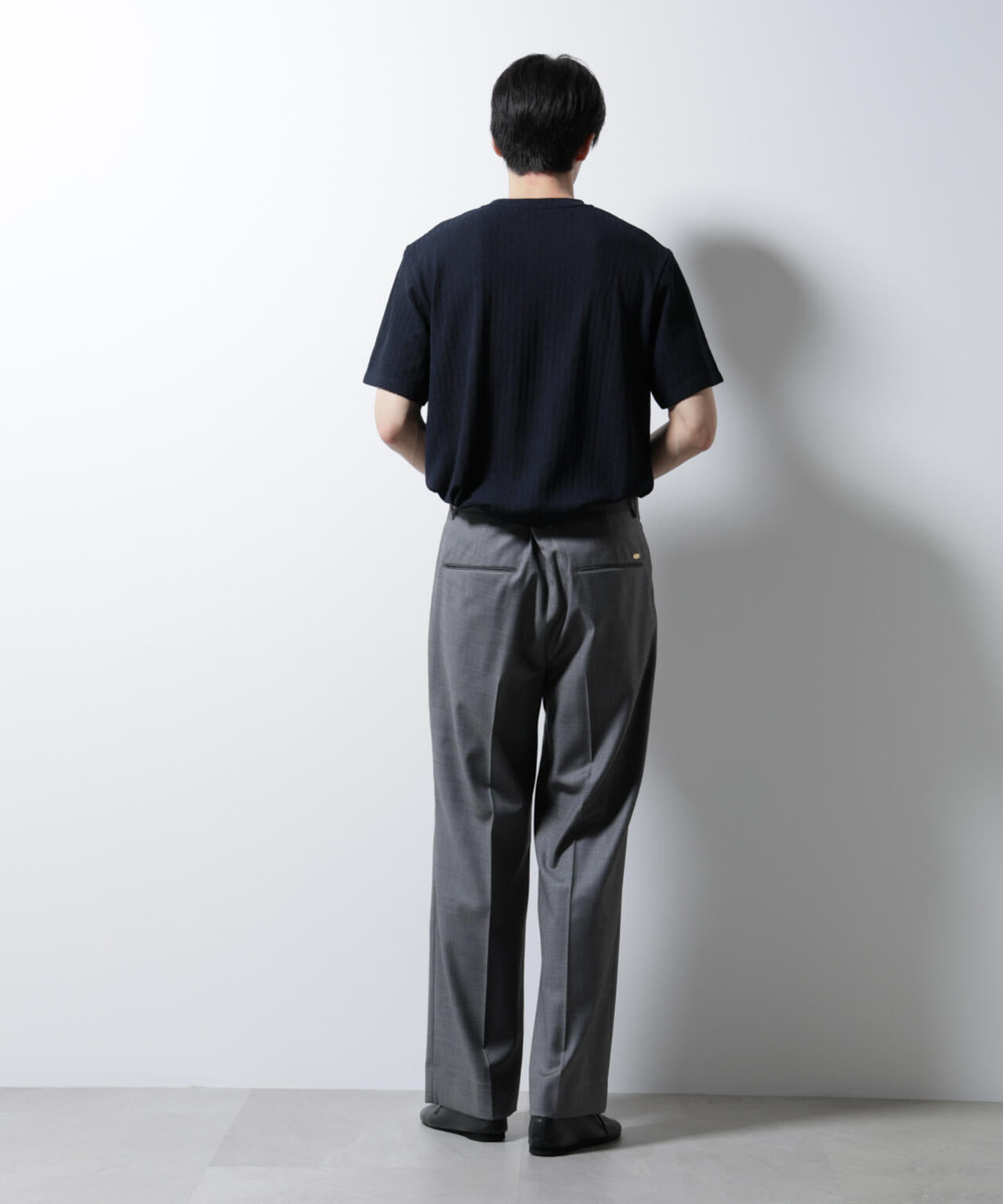 ｢Damerino｣ヘリンボンクルーネックTシャツ/防シワ・吸水速乾・UVカット