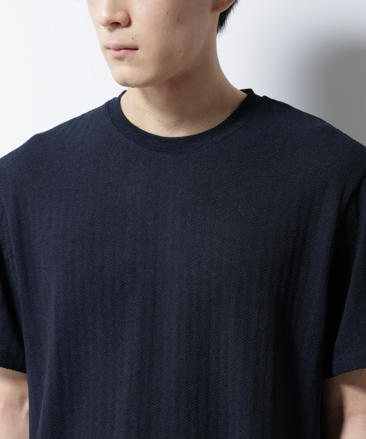 ｢Damerino｣ヘリンボンクルーネックTシャツ/防シワ・吸水速乾・UVカット
