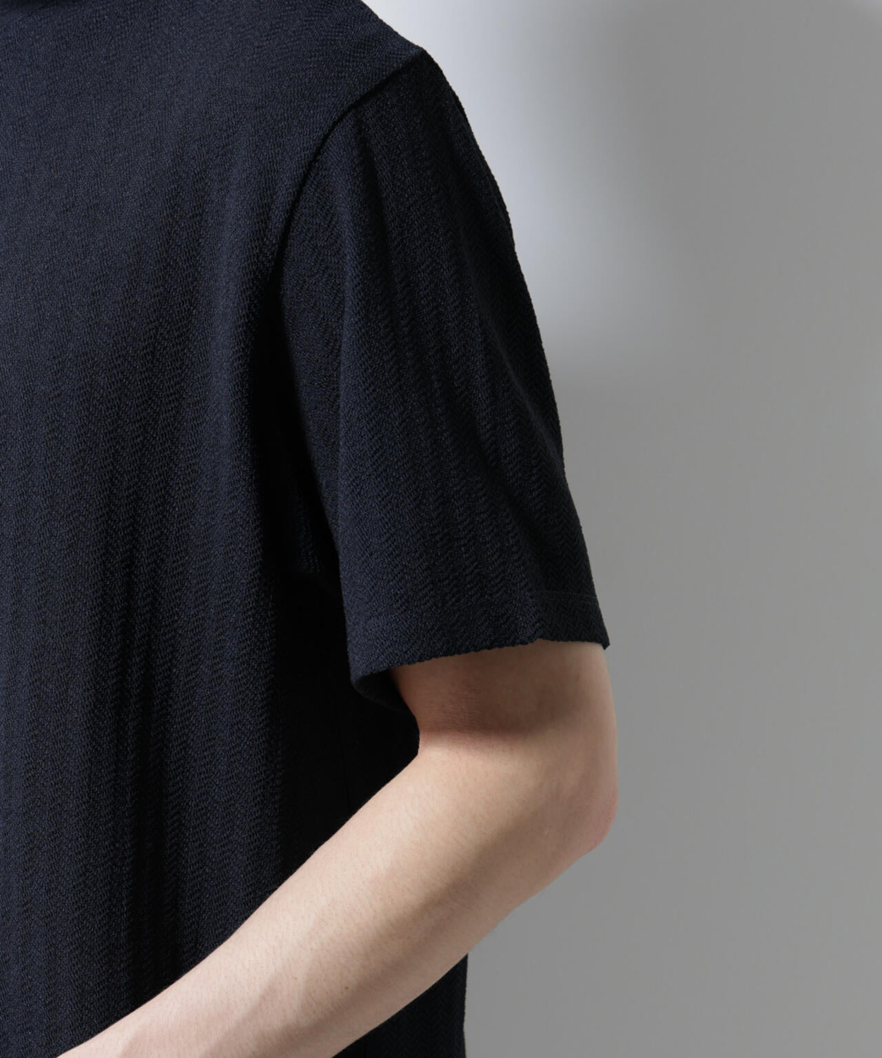 ｢Damerino｣ヘリンボンクルーネックTシャツ/防シワ・吸水速乾・UVカット