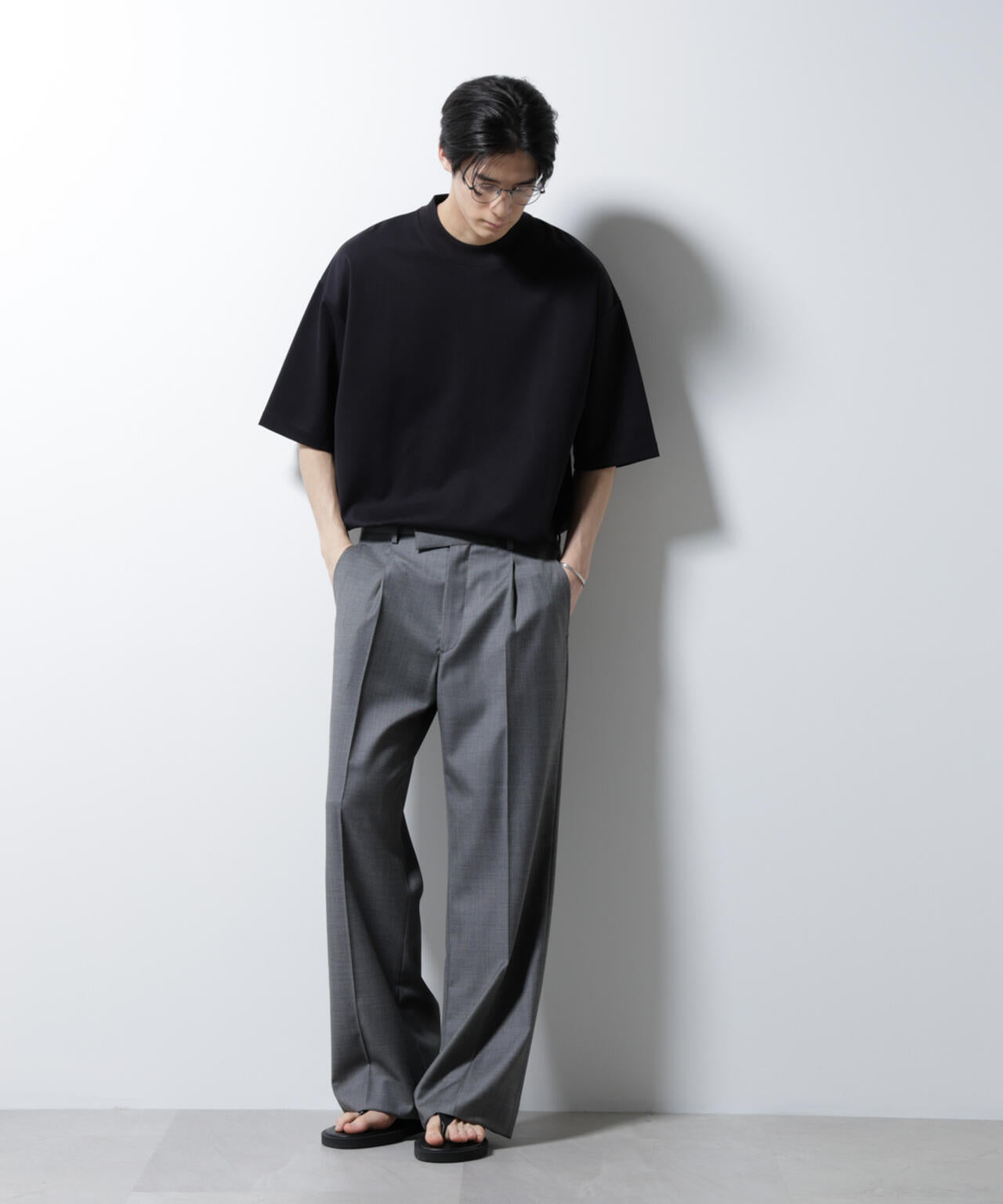 シルケットポンチワイドモックネックTシャツ