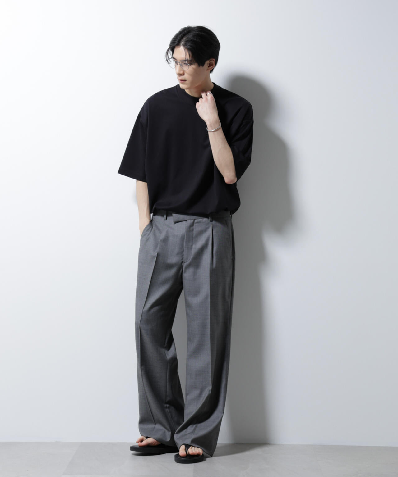 シルケットポンチワイドモックネックTシャツ