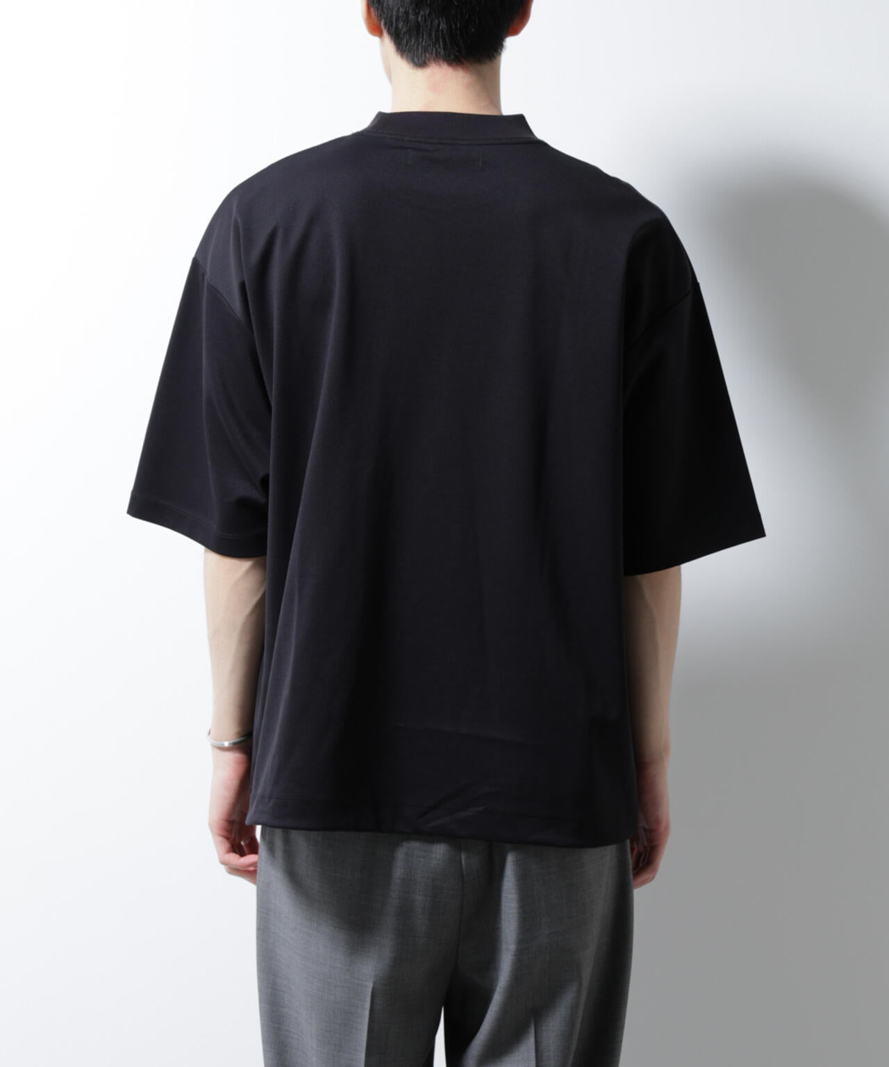 シルケットポンチワイドモックネックTシャツ