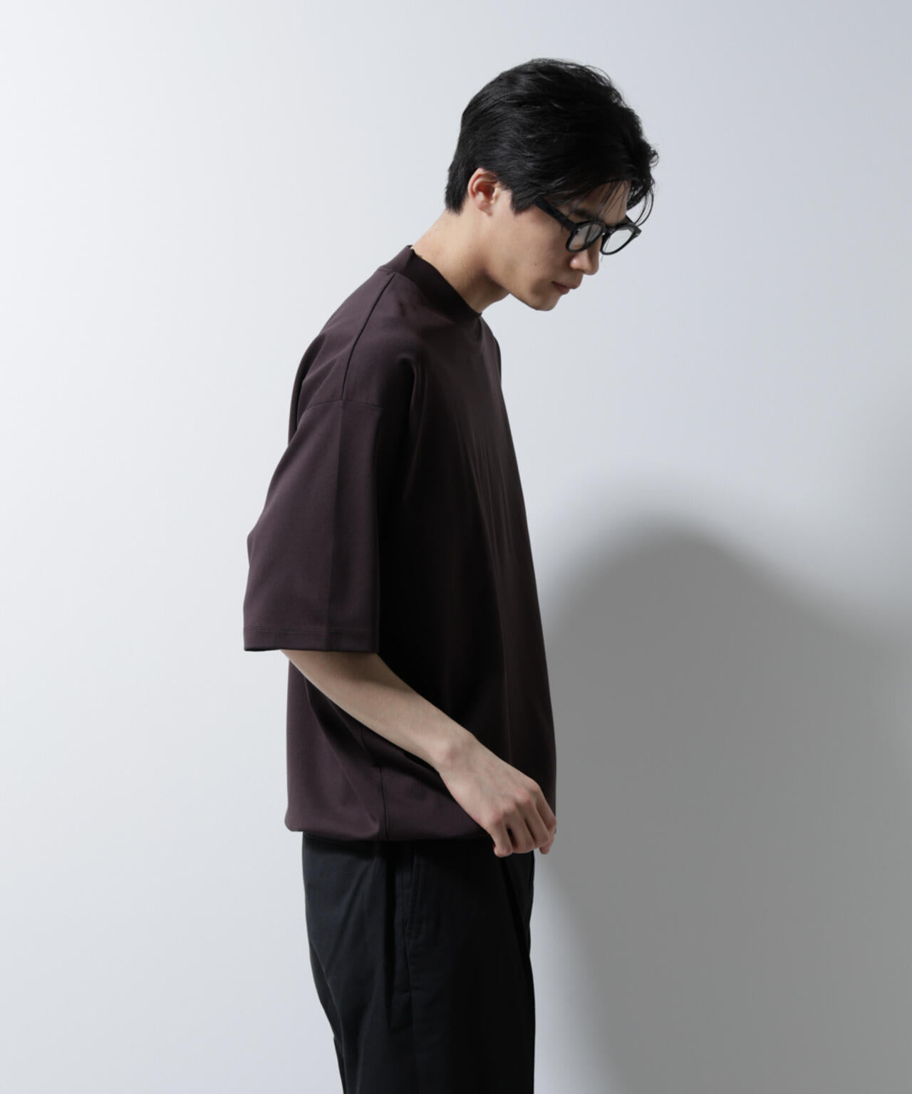 シルケットポンチワイドモックネックTシャツ