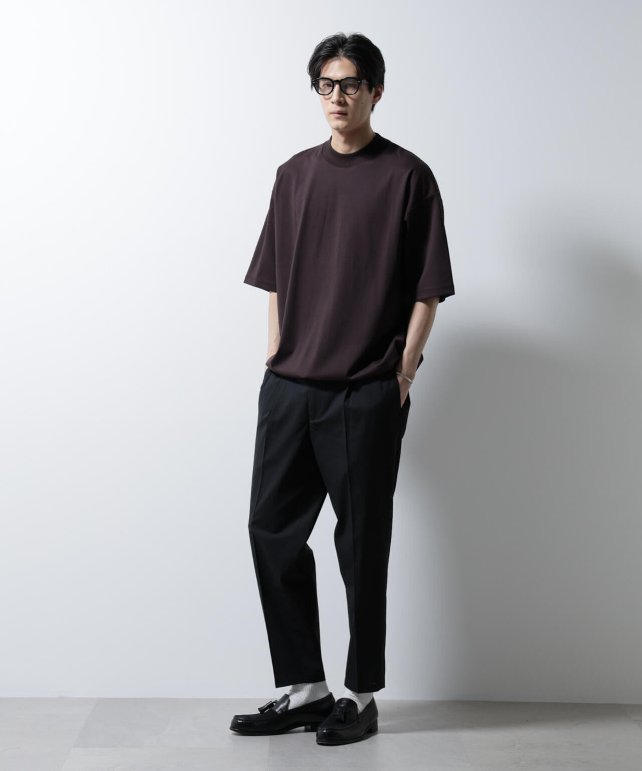 シルケットポンチワイドモックネックTシャツ