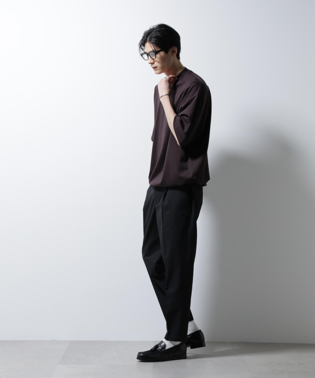 シルケットポンチワイドモックネックTシャツ