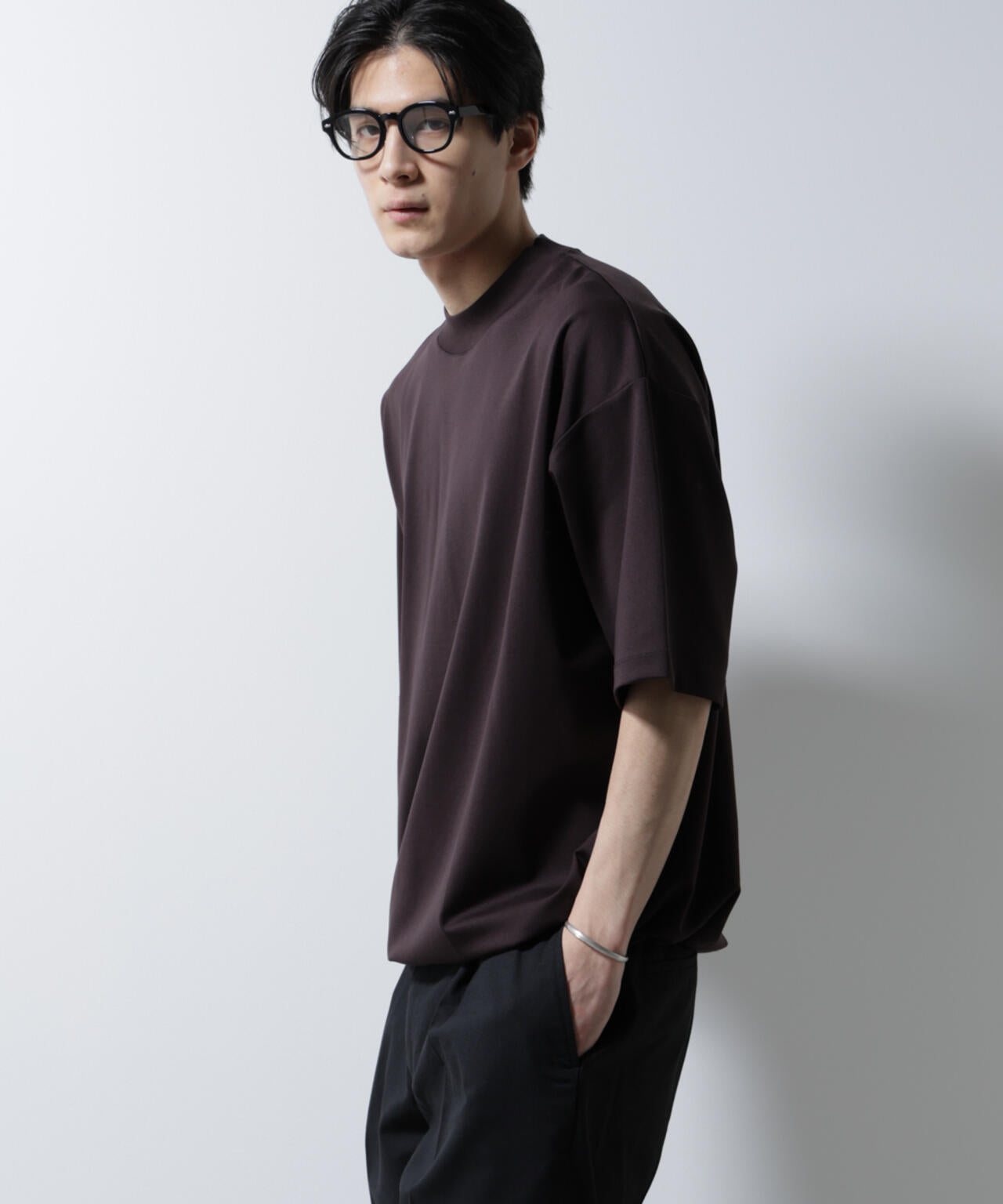 シルケットポンチワイドモックネックTシャツ