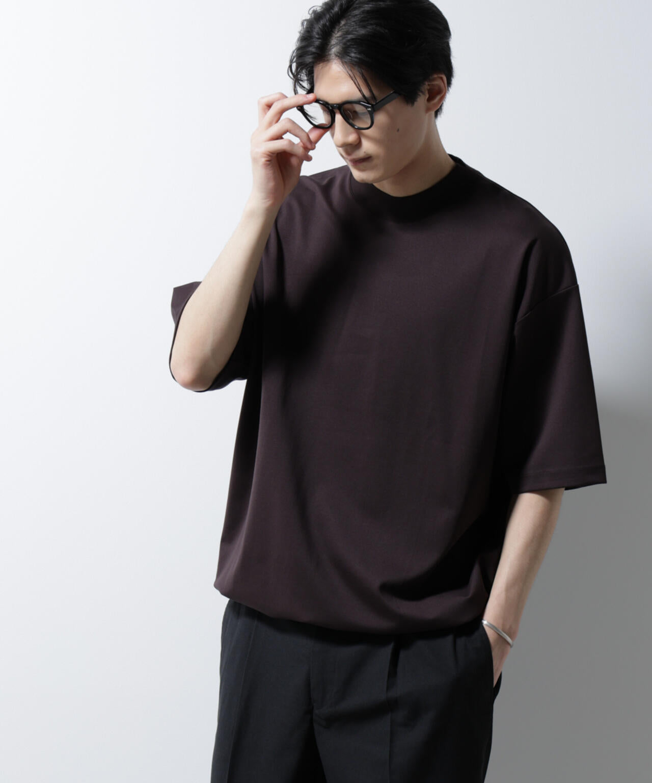 シルケットポンチワイドモックネックTシャツ