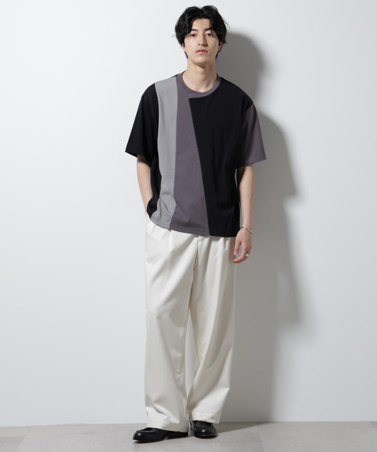 デザイン切替クルーネックTシャツ 半袖