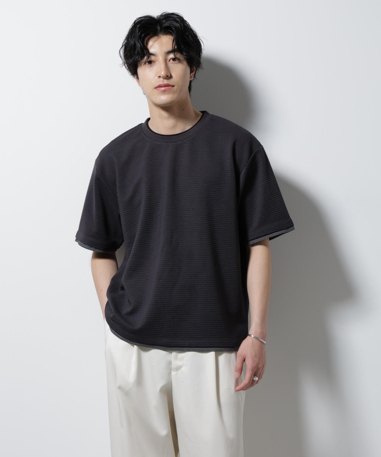 ガーターフェイクレイヤードTシャツ 半袖