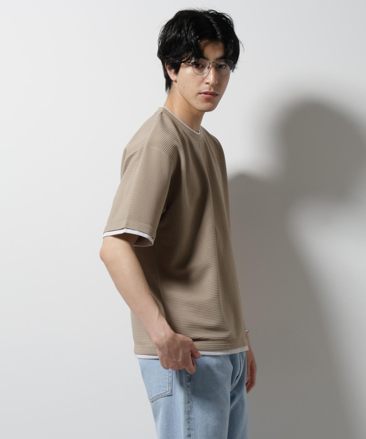 ガーターフェイクレイヤードTシャツ 半袖