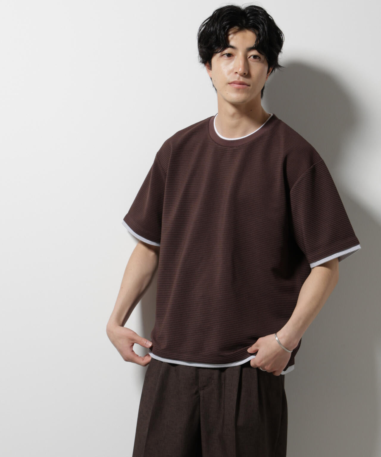 ガーターフェイクレイヤードTシャツ 半袖