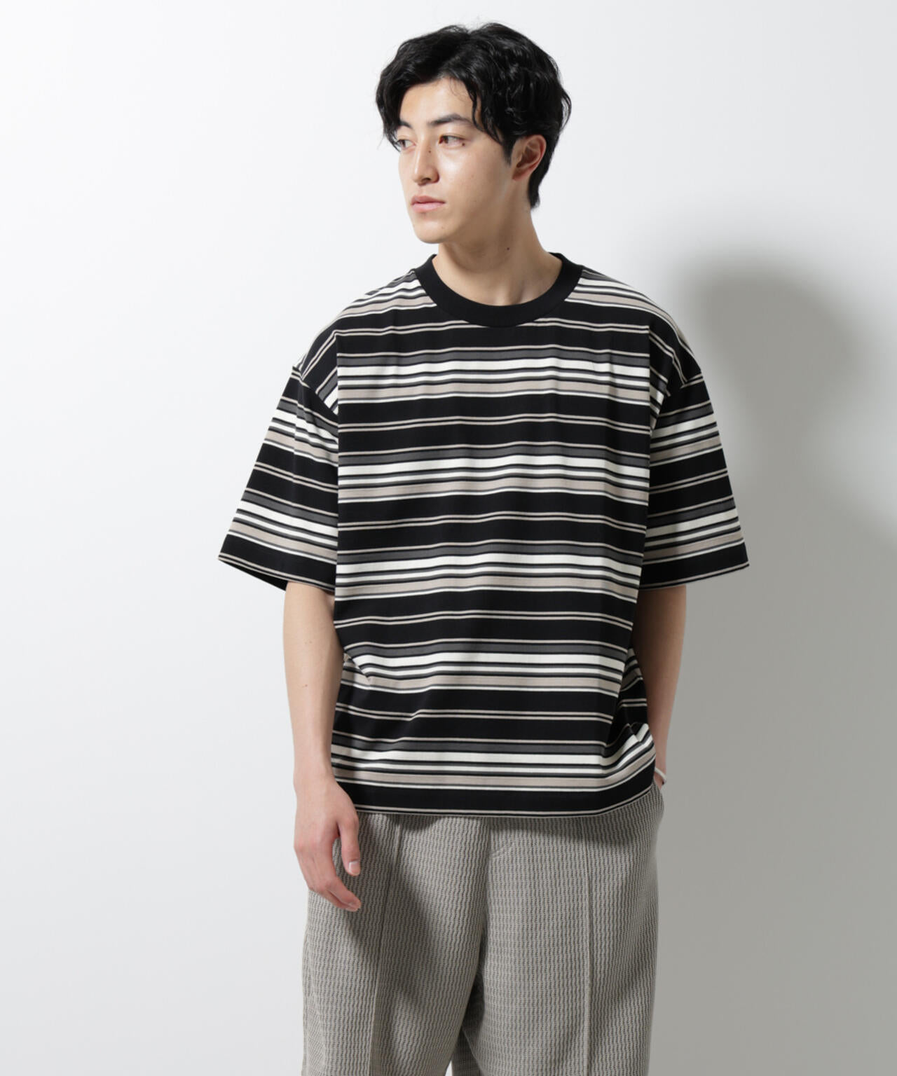 マルチボーダーリラックスＴシャツ 半袖