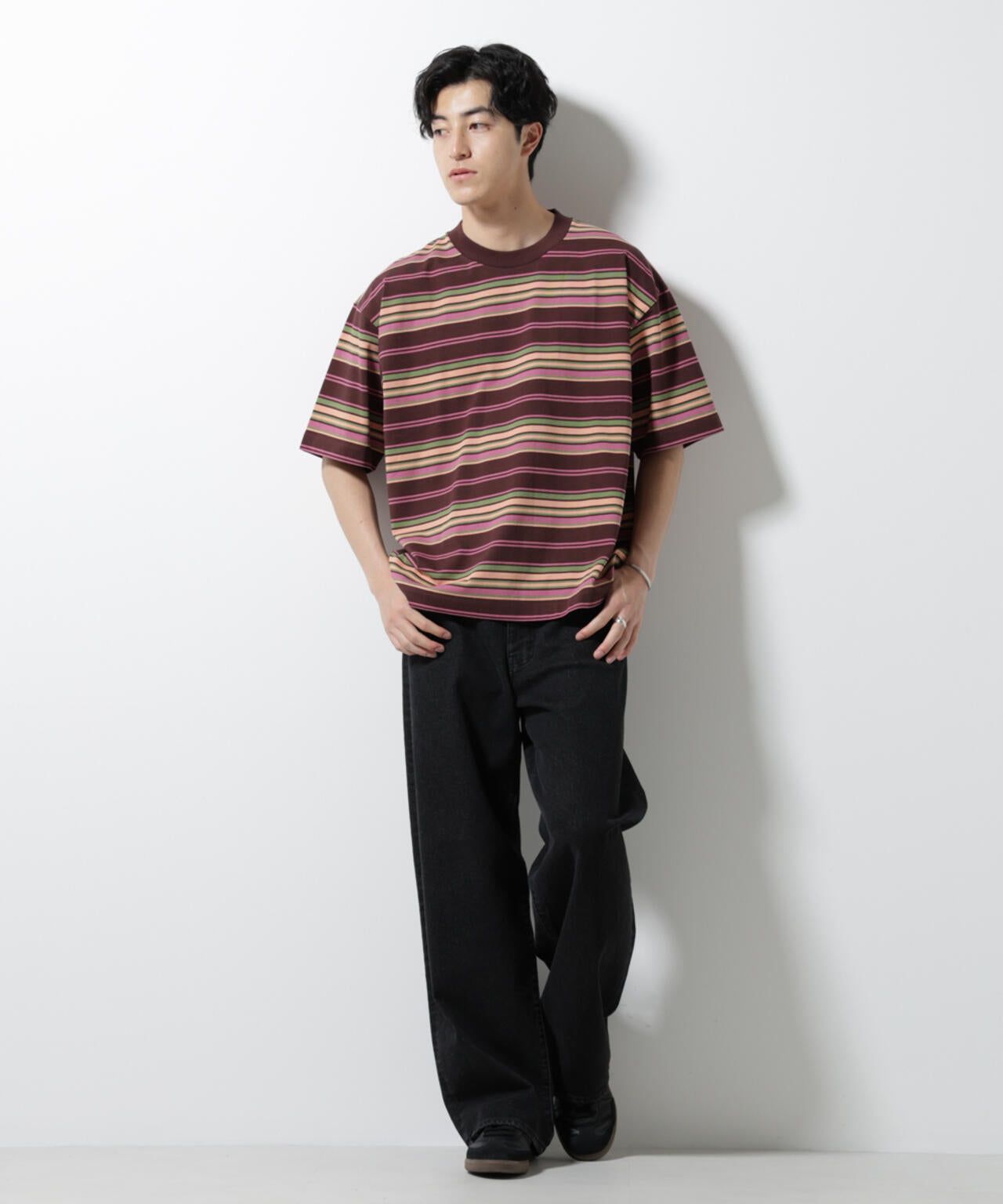 マルチボーダーリラックスＴシャツ 半袖