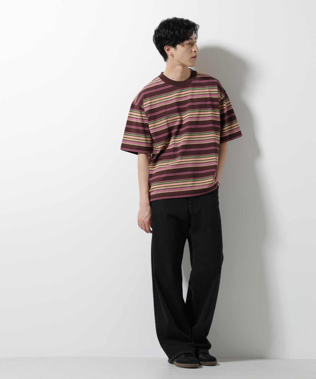 マルチボーダーリラックスＴシャツ 半袖