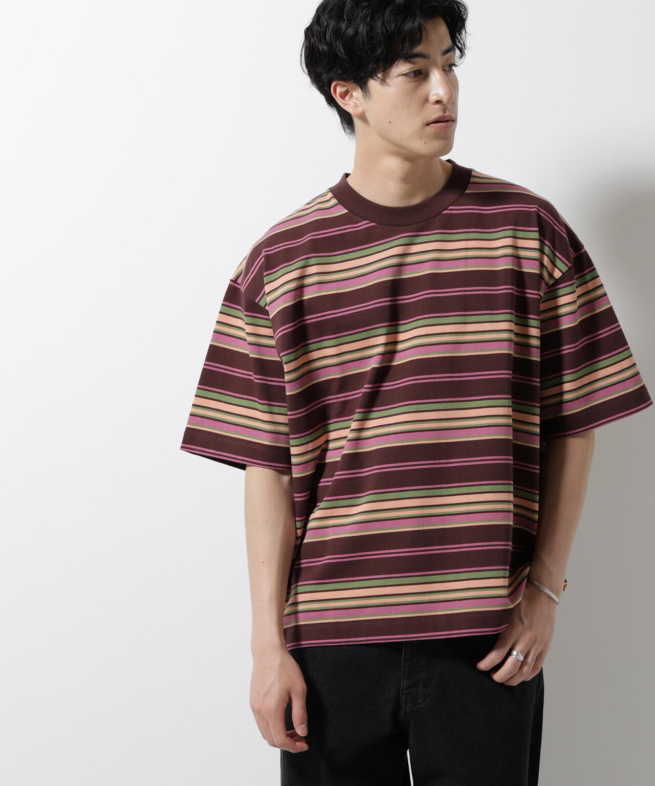 マルチボーダーリラックスＴシャツ 半袖