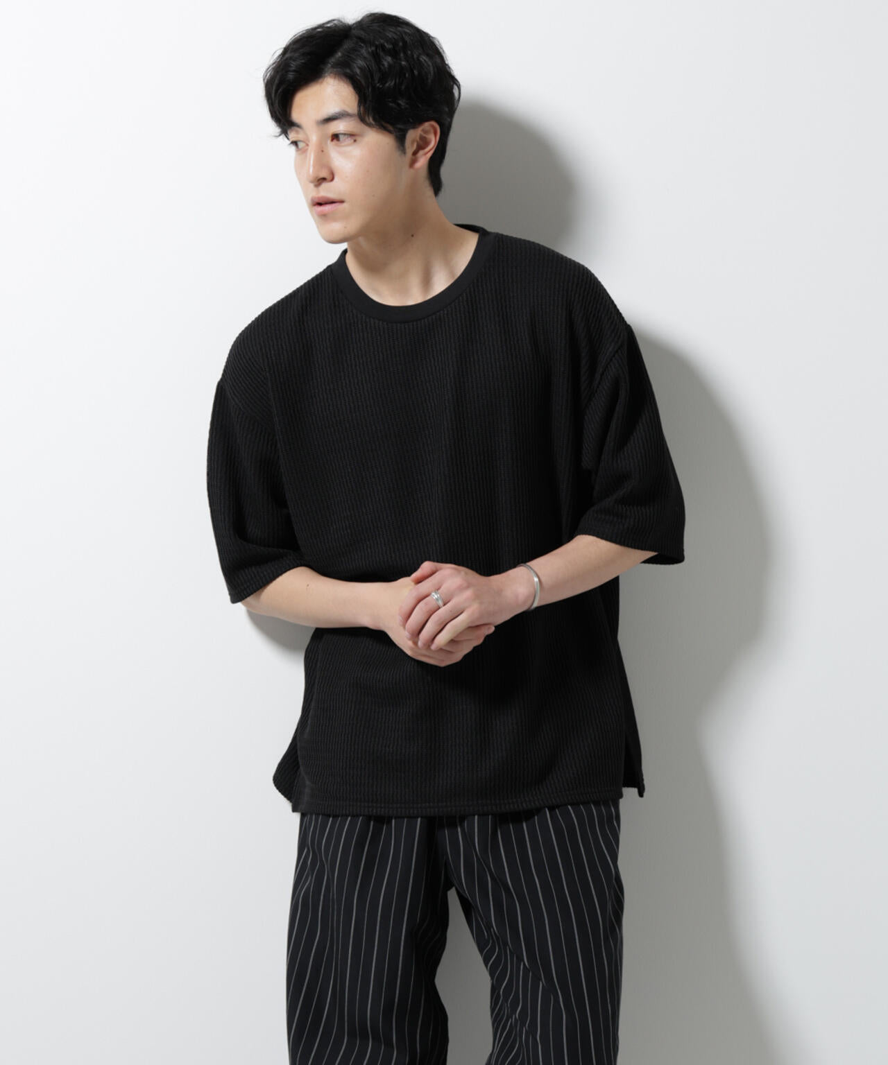 ジャガードニットソーTシャツ 半袖(セットアップ可)