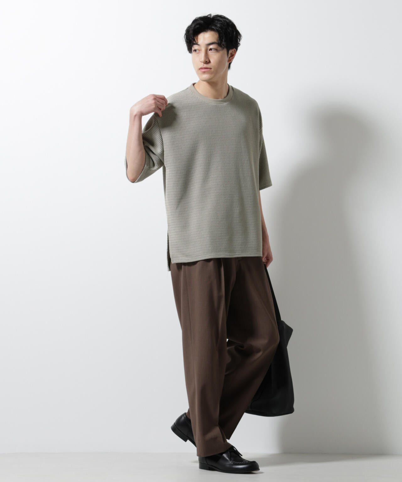 ジャガードニットソーTシャツ 半袖(セットアップ可)