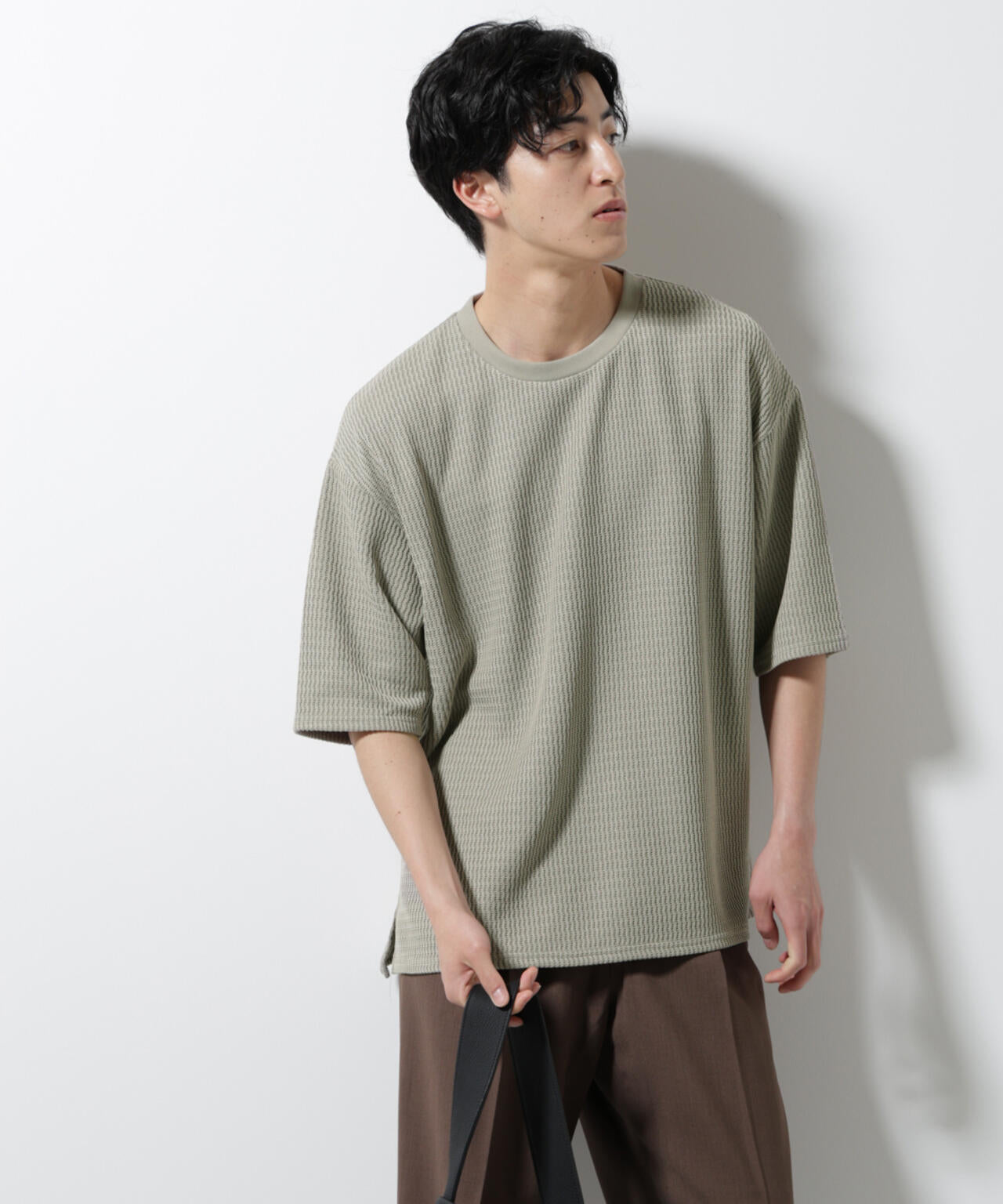 ジャガードニットソーTシャツ 半袖(セットアップ可)