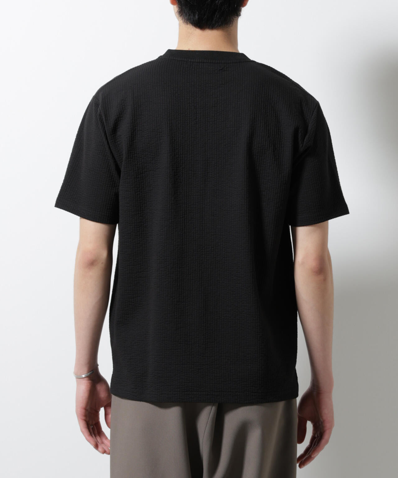 ジャージーサッカーヘンリーネックTシャツ 半袖